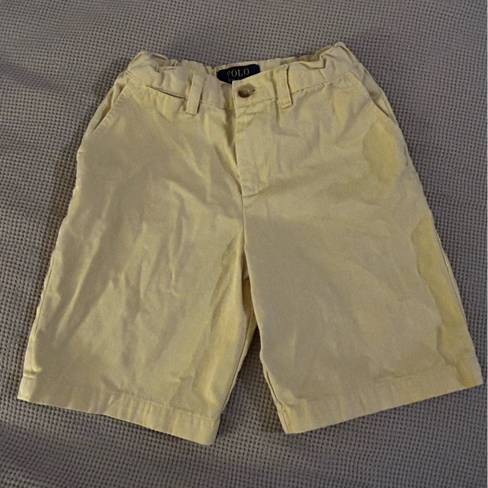 Polo Ralph Lauren Little Boys Light Yellow Chino Shorts adjustable elastic sz 7